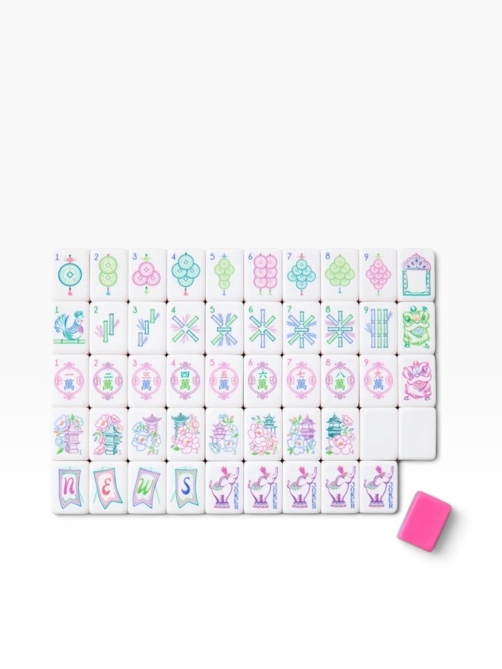NEW American Mahjong 4 Layer Tile Set — White Tiles with Pink Backs